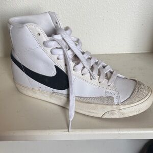 Nike White and Black High-Top Athletic Shoes